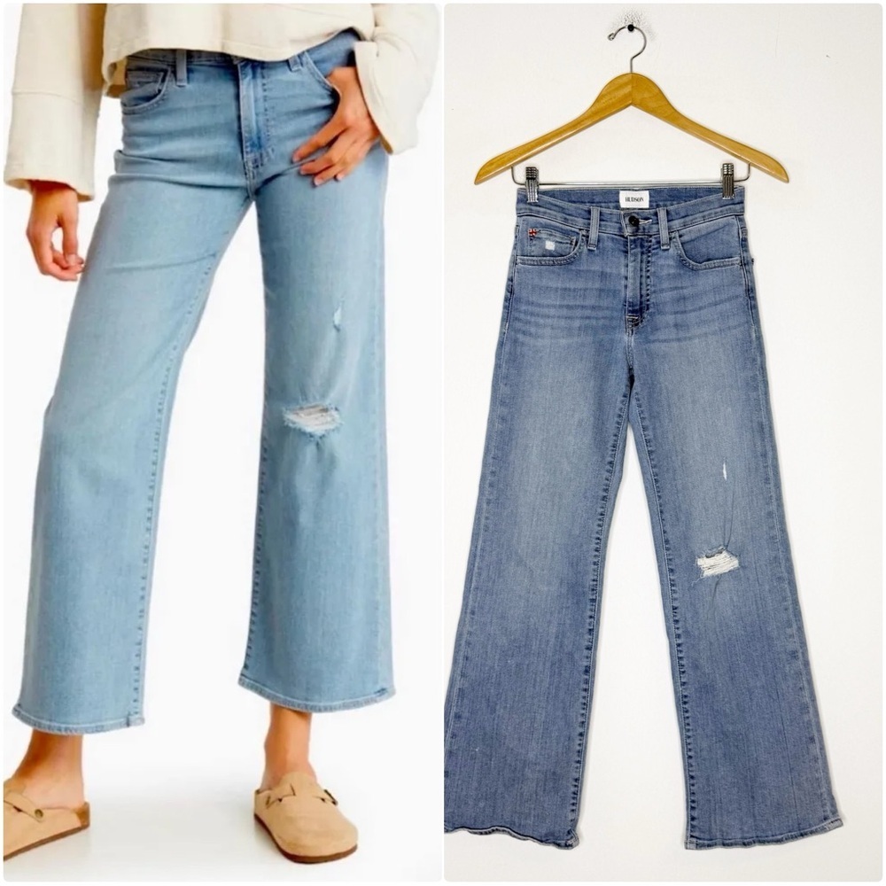 Hudson Wide Leg Jeans Rosalie Aquarius Jeans Size 23 Mid Rise Light Wash